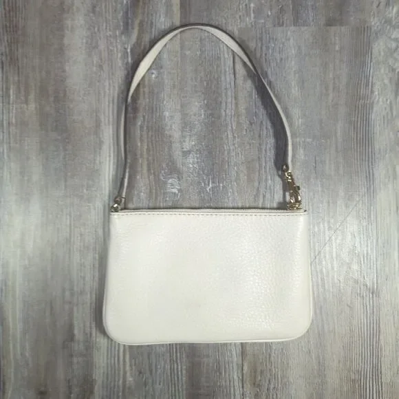 Michael Kors Fulton Wristlet Cream And Gold Zip Wallet MK Mini Purse - Picture 8 of 12